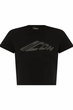 Dsquared2 CZARNY T-shirt z nadrukowanym logo