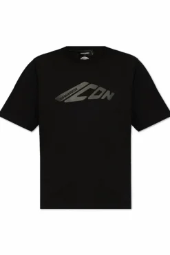 Dsquared2 CZARNY T-shirt z nadrukowanym logo