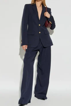 Dsquared2 GRANATOWY Wełniane spodnie