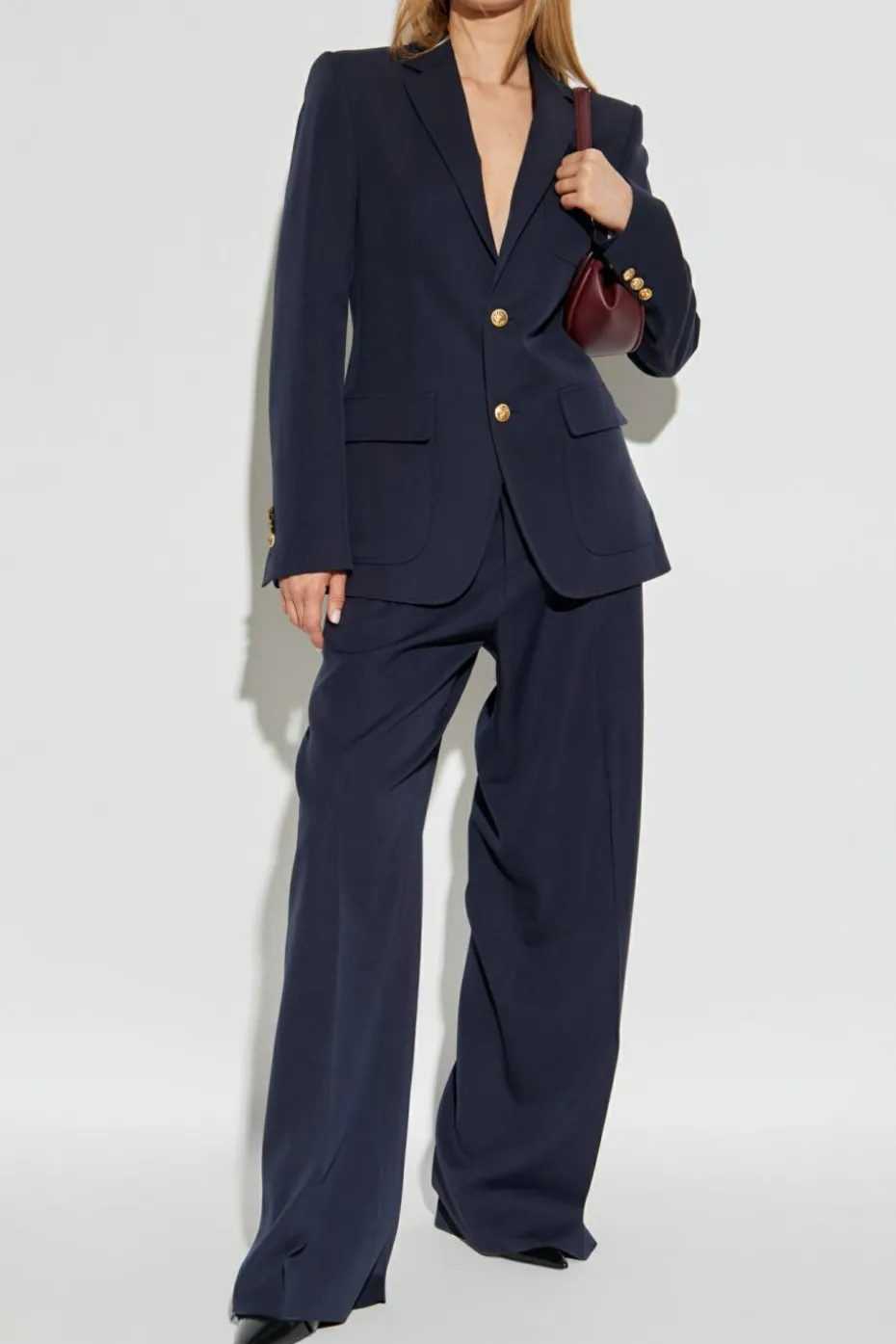 Dsquared2 GRANATOWY Wełniane spodnie
