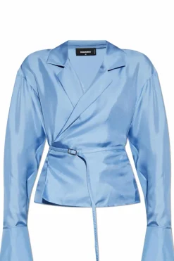 Dsquared2 NIEBIESKI Jedwabny top