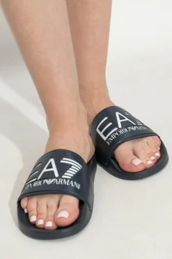 EA7 Emporio Armani GRANATOWY Klapki z logo