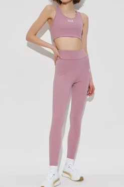 EA7 Emporio Armani RÓŻOWY Leginsy treningowe z nadrukowanym logo
