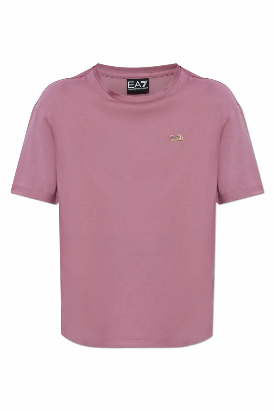 EA7 Emporio Armani RÓŻOWY T-shirt z aplikacją w kształcie logo