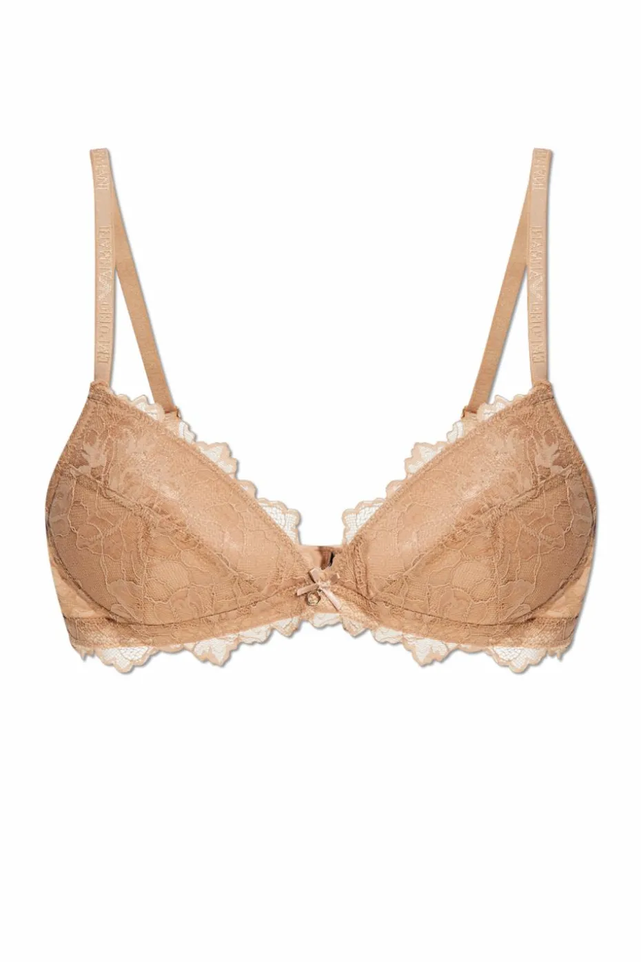 Emporio Armani beżowy Koronkowy biustonosz z kolekcji `Sustainability`