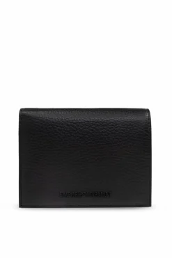 Emporio Armani CZARNY Skórzany portfel