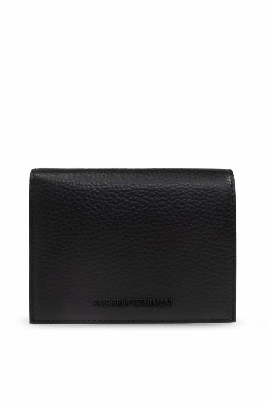 Emporio Armani CZARNY Skórzany portfel