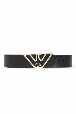 Emporio Armani CZARNY Skórzany pasek