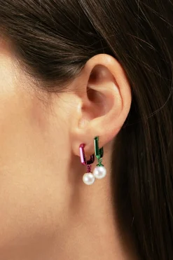 EÉRA RÓŻOWY Pojedynczy kolczyk ` Candy Mini Pearls`