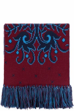 Etro BORDO Wełniany szal z frędzlami