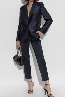 Etro GRANATOWY Spodnie w kant