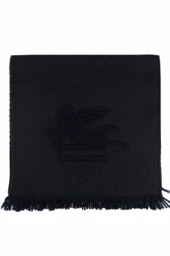 Etro GRANATOWY Szal z logo