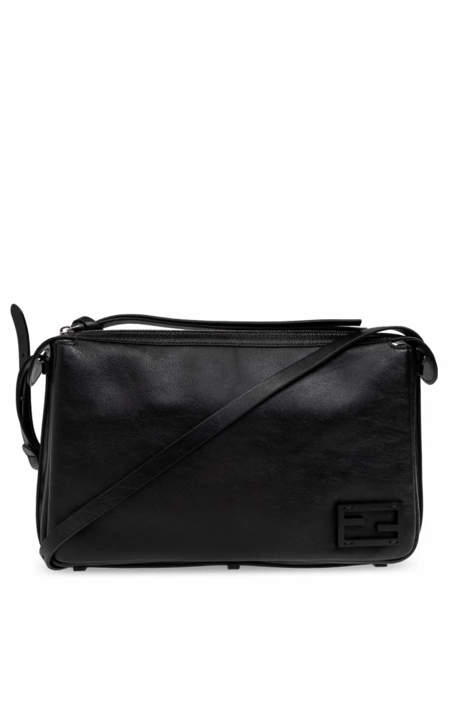 Fendi CZARNY Skórzana torba na ramię ‘Smiply Fendi Medium’