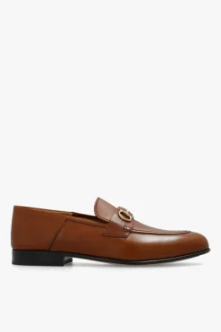 FERRAGAMO BRĄZOWY Skórzane buty ‘Ottone’