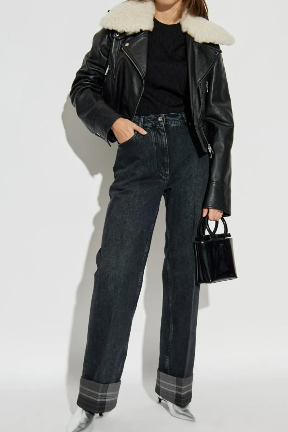 FERRAGAMO CZARNY Jeansy z prostymi nogawkami