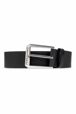 FERRAGAMO CZARNY Skórzany pasek
