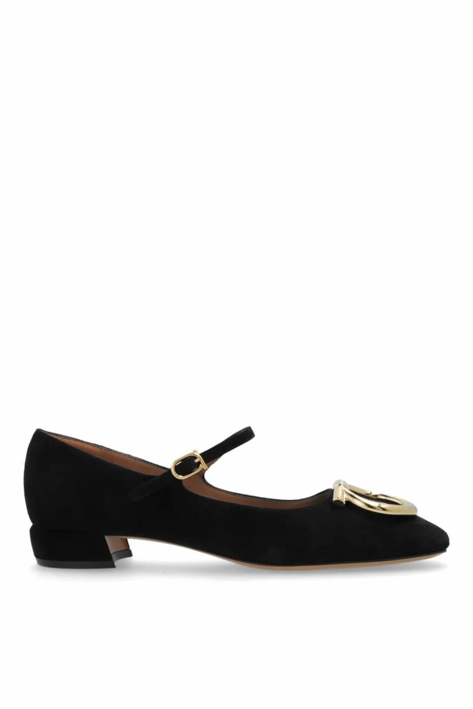 FERRAGAMO CZARNY Zamszowe buty na obcasie
