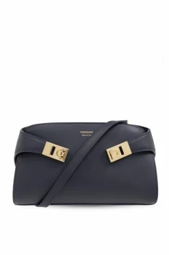 FERRAGAMO GRANATOWY Torba na ramię ‘Hug’