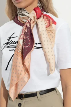 FERRAGAMO MULTIKOLOR Jedwabna chusta z nadrukiem