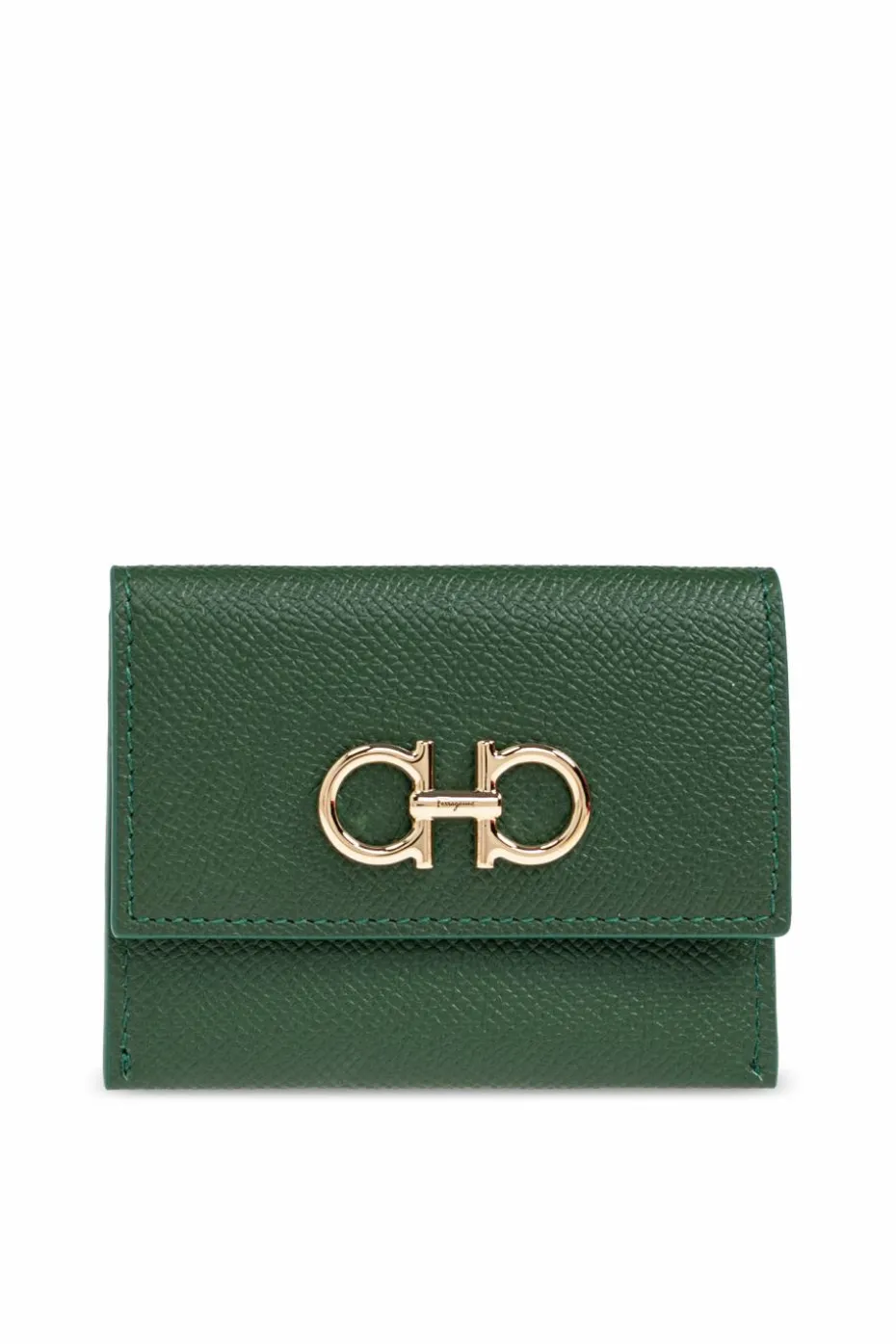 FERRAGAMO ZIELONY Skórzane etui na karty