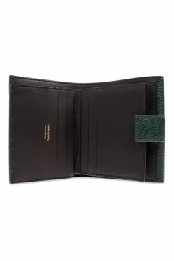 FERRAGAMO ZIELONY Skórzany portfel z logo