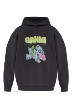 Ganni SZARY Bluza z kapturem