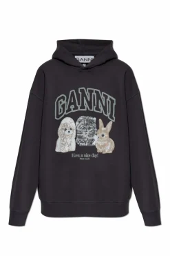 Ganni SZARY Bluza z kapturem