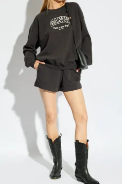 Ganni SZARY Bluza z logo
