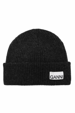 Ganni SZARY Czapka z logo