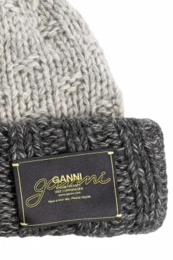 Ganni SZARY Czapka z naszywką z logo