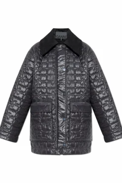 Ganni SZARY Pikowana kurtka typu `oversize`