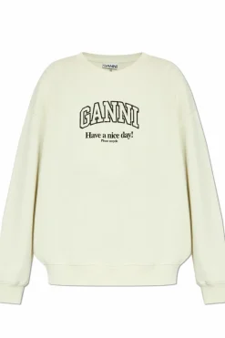 Ganni ZIELONY Bluza z logo