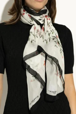 Givenchy BIAŁY Jedwabny szal