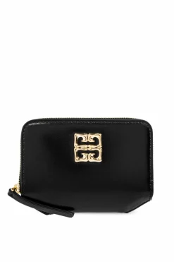 Givenchy CZARNY Skórzany portfel z aplikacją w kształcie logo
