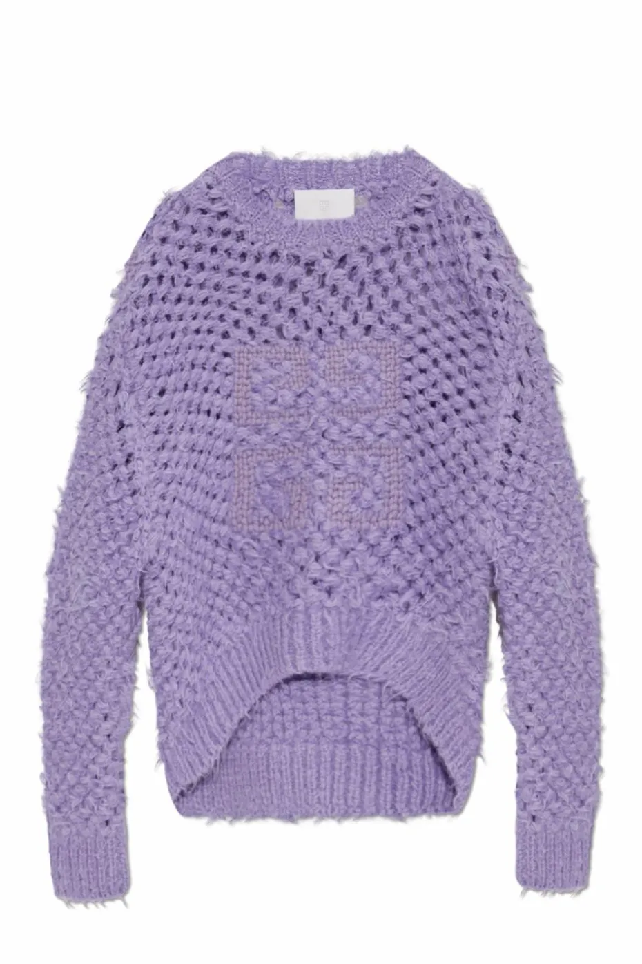 Givenchy FIOLETOWY Sweter o dekoracyjnym splocie