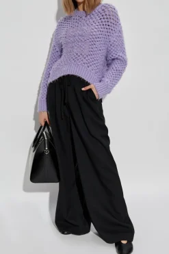 Givenchy FIOLETOWY Sweter o dekoracyjnym splocie
