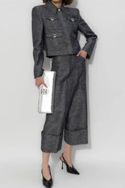 Givenchy GRANATOWY Jeansy z monogramem