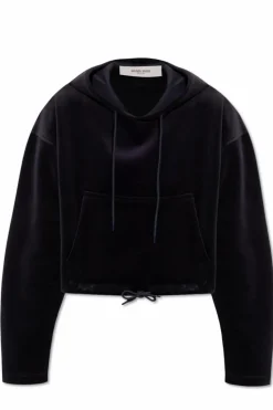 Golden Goose GRANATOWY Aksamitna bluza z kapturem