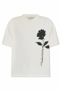 Golden Goose kremowy T-shirt z nadrukiem