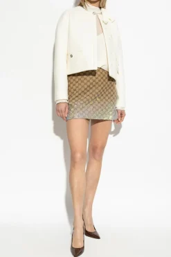 Gucci BIAŁY Jedwabny top ze stójką
