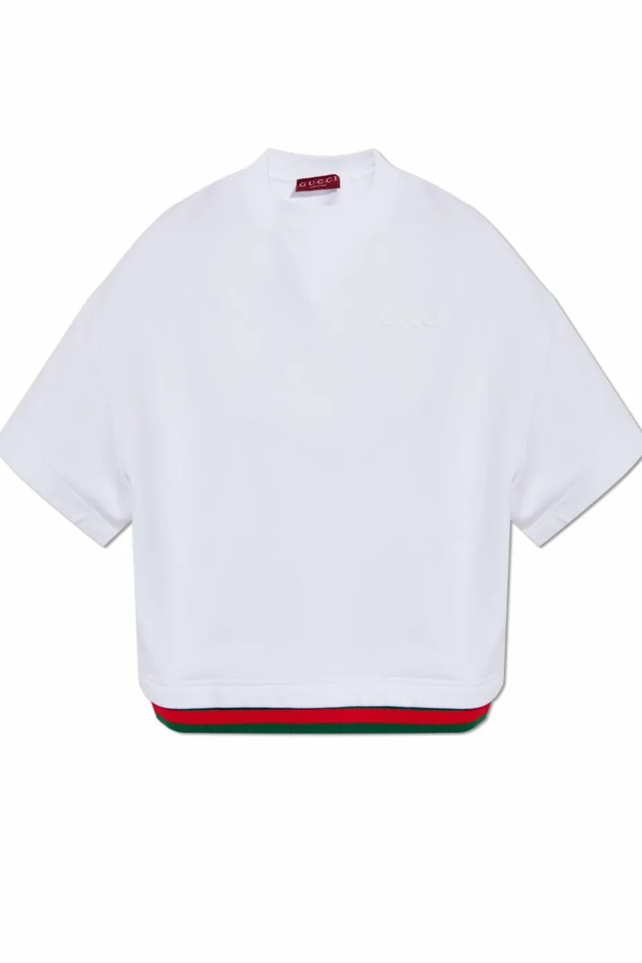 Gucci BIAŁY T-shirt z charakterystycznym paskiem `Web`