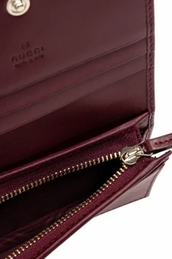 Gucci BORDO Skórzany portfel z logo