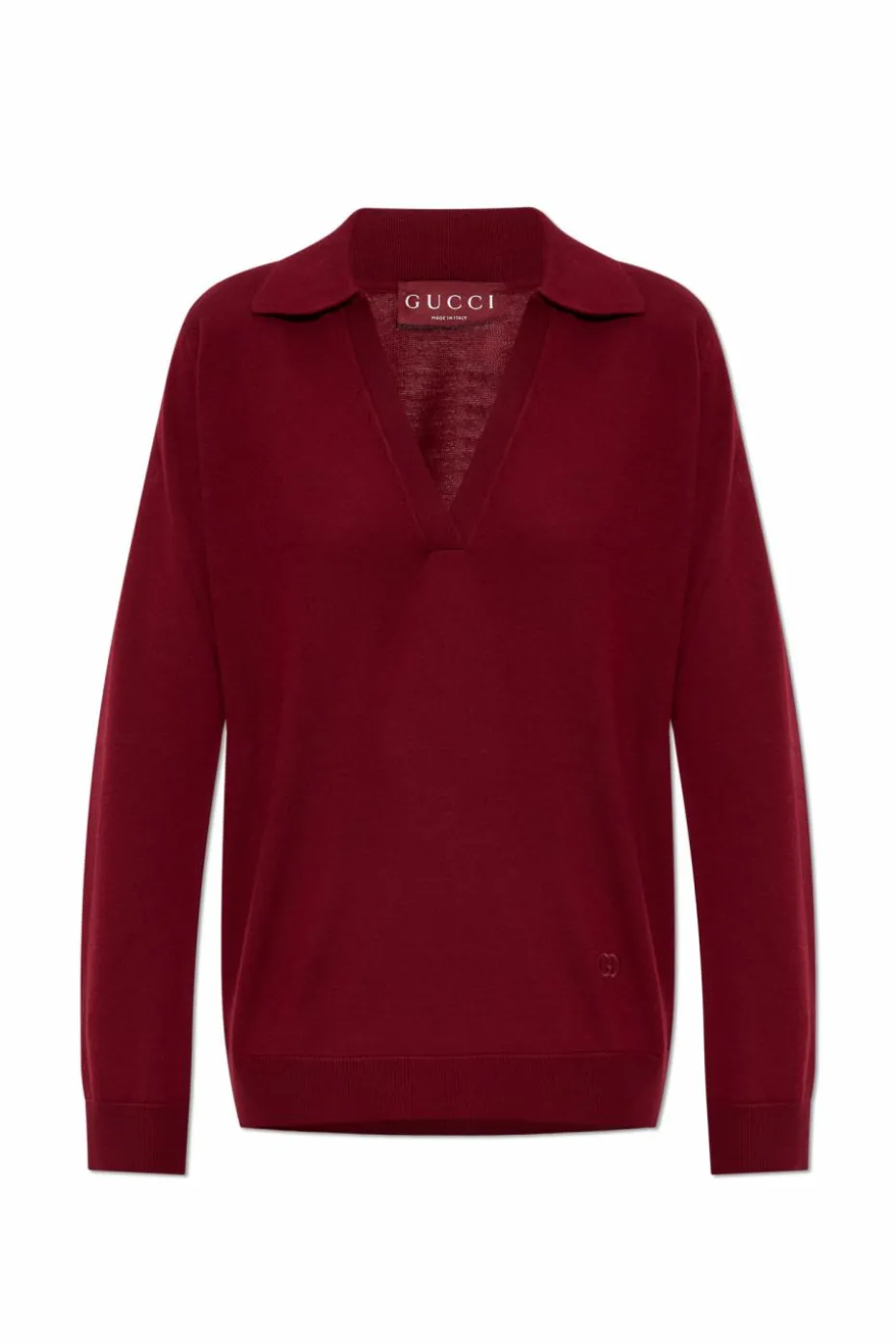 Gucci BORDO Wełniany sweter z kołnierzem