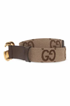 Gucci BRĄZOWY Pasek z płótna ‘GG Supreme’