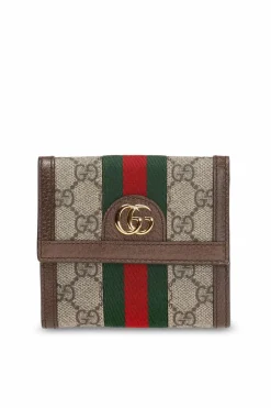 Gucci BRĄZOWY Portfel z paskiem ‘Web’