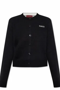 Gucci CZARNY Kardigan z logo