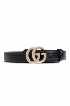 Gucci CZARNY Pasek z wytłoczonym logo