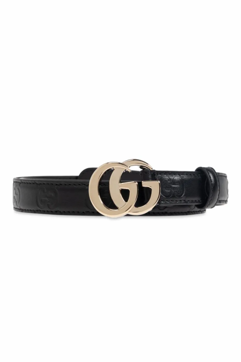 Gucci CZARNY Pasek z wytłoczonym logo