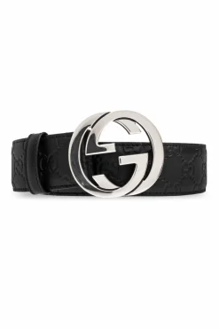 Gucci CZARNY PASEK ZE SKÓRY 'GUCCISSIMA'
