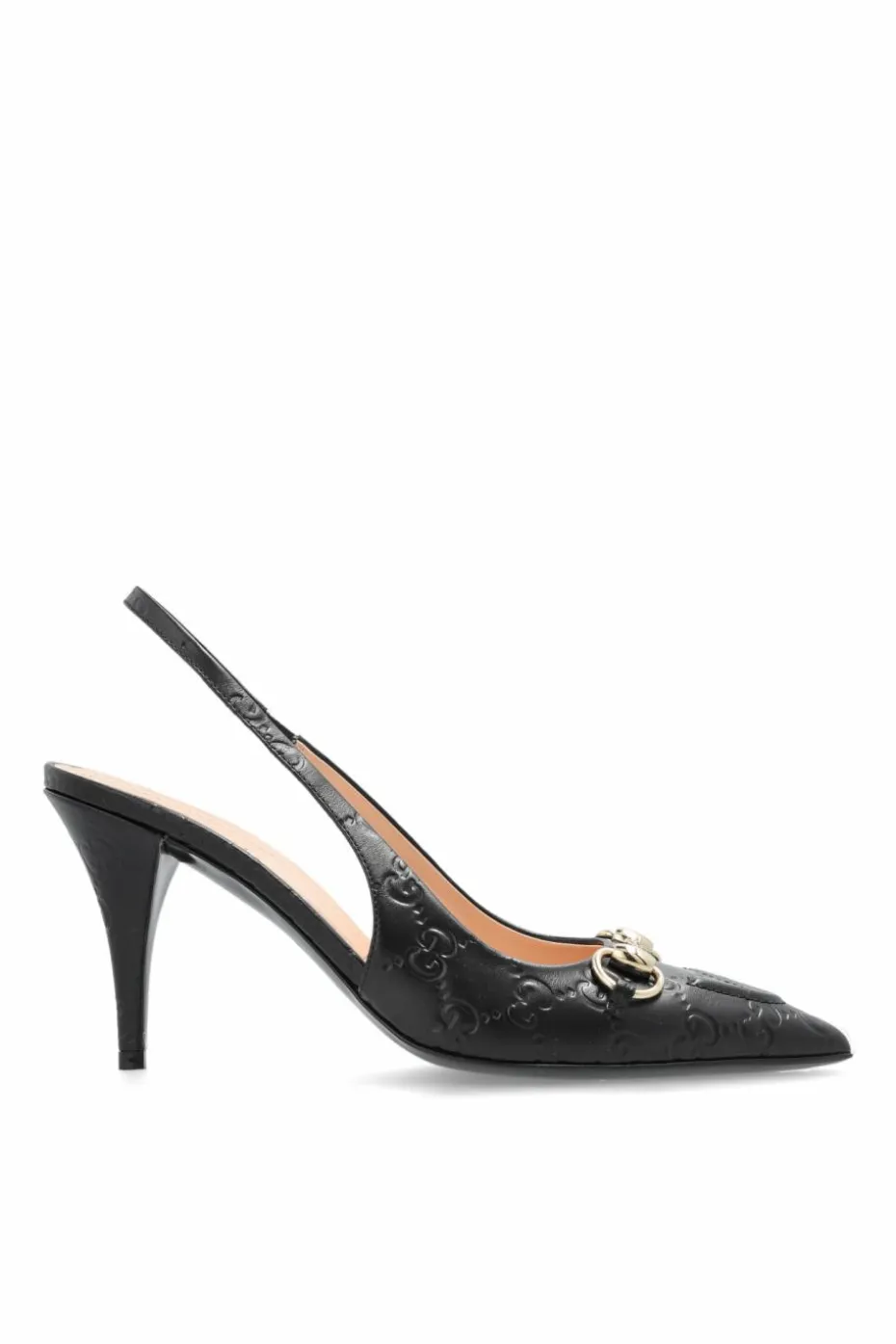 Gucci CZARNY Skórzane buty na obcasie